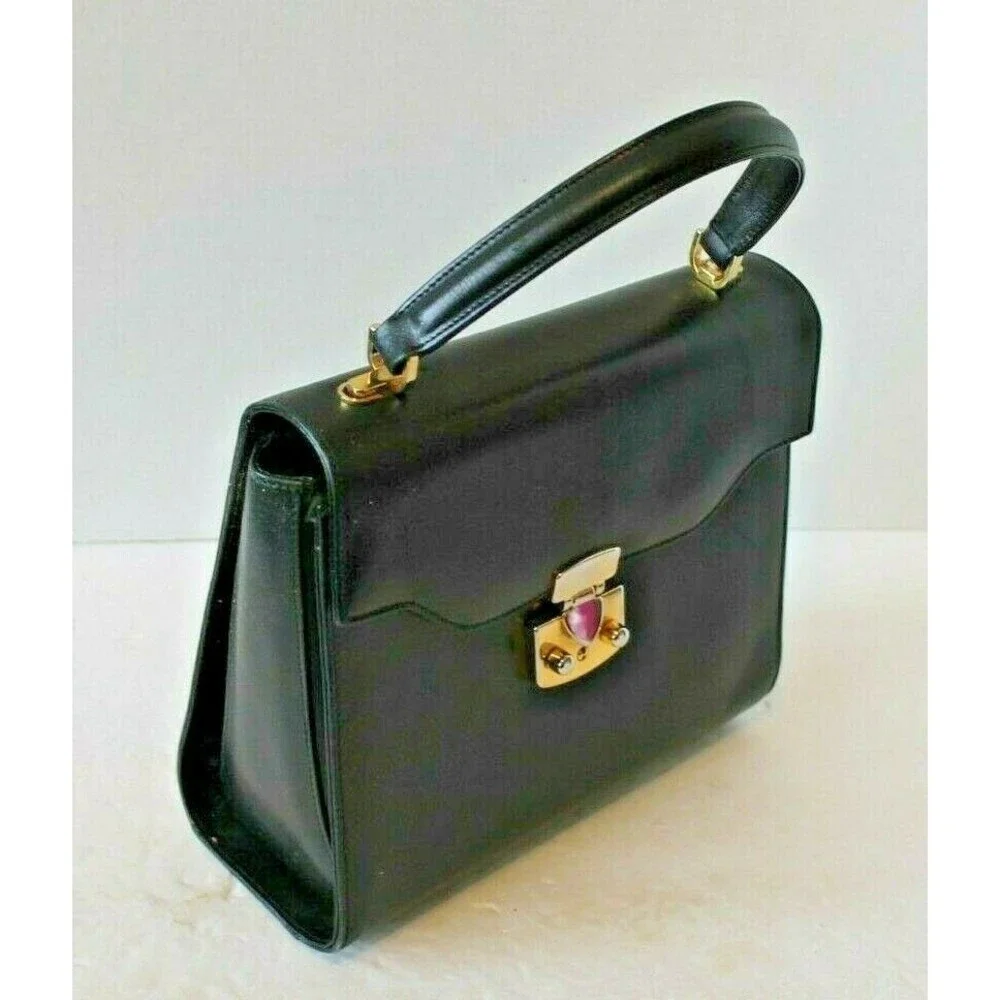 Scuola Del Cuoio Firenze Purse With Key Vintage Black Leather Italian Handbag